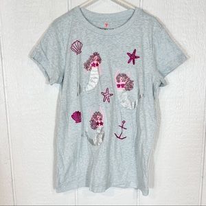 Girls J. Crew Crewcuts Mermaid Seashell Graphic Tee Shirt Size 10